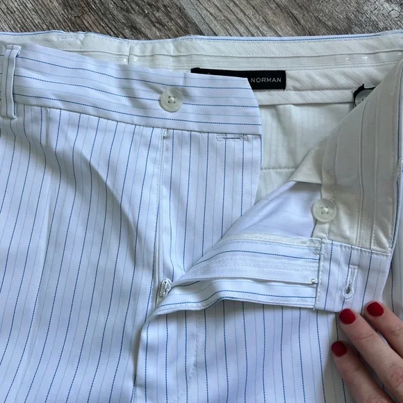 Greg Norman Blue and White Pinstriped Shorts, Men’s Size 34 - Picture 2 of 8